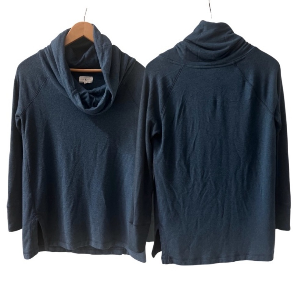 Lou & Grey Super Soft Cowl Neck Long Sleeve Pullover Top Women's Size Small Blue
